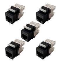 5 팩 CAT6 RJ45 삽입 키스톤 LAN 커플러 플러그 플러그 T568A/B 네트워크 모듈 인터넷 잭 이더넷 커넥터를위한 네트워크 모듈 슬롯, 검은색