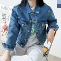 와우템 여자청자켓 여성 봄 가을 데님 면 숏 예쁜 크롭 청재킷 청쟈켓 청카바 자켓
