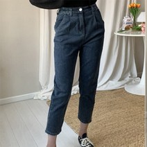 여자 플리츠 키작녀 맘진 레트로 허리밴딩 청바지