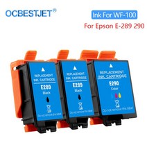 엡손 E-289 용 호환 잉크 카트리지 E-290 T289 289 T290 290 인력 WF-100 WF100 잉크젯 프린터, [06] 2PC-BK 1PC-CL, [06] 2PC-BK 1PC-CL