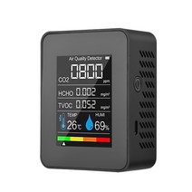 공기질측정기 CO2 측정기 감지기 대기 오염 이산화탄소 센서 Grenhouse 온도 습도 모니터, [02] Black, 02 Black