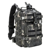 남자 육군 군사 전술 배낭 1000D 폴리 에스터 30L 3P Softback 야외 방수 배낭 하이킹 캠핑 사냥 가방, 블랙 멀티캠