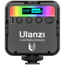 1인 방송 조명 라이트 조정 가능한 삼각대 ulanzi vl49 rgb video light 2000mah 2500k-9000k 휴대용 미니 사진 vlog fill light, 협력사, 블랙 VL49 RGB