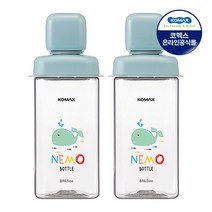 코멕스 네모 물병 430ml 2개세트 (10종/택1), 04.네모물병(민트 고래) 2개