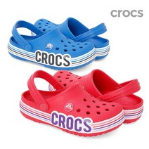 [크록스(CROCS)] 크록스 크록밴드 로고 스트라이프 클로그 키즈 2종택1