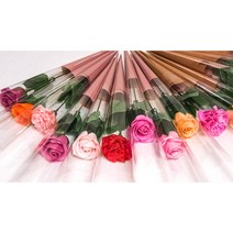 수앤로즈플라워 한송이비누꽃 크라프트지포장 한송이꽃 비누장미, 카네이션-연핑크