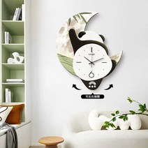 팬더 판다 교수형 달 스윙 벽 시계 LED 동물 캐릭터, 12인치 B형