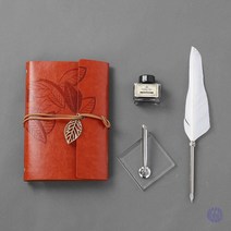 NE퀼 깃털 루아 만년필+노트 세트 화이트 잉크 딥펜, 상세페이지 참조, 상세페이지 참조