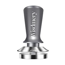 WISDMERY 브레빌 바리스타 기계용 54mm 에스프레소 탬퍼 바닥 없는 포트리스 필터 바스켓 액세서리 스프링 장착으로 보정된 재사용 가능한 힘 압력 핸드 디스트리뷰터 상수 30, Silver, ø53mm tamper fits 54mm filter, 1개