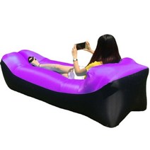풍선 의자 에어 매트리스 텐트 접이식 캠프 침대 여행 해변 거짓말 에어 소파 gardenfolding lounger 야외 캠핑 장비, 보라색 베개