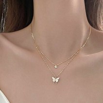 에이치플러스몰 패션 친구 더블 목걸이 큐빅 T0395 골드 선물 여자 나