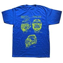 아이스하키 장비 용품 Funny Ice Hockey Goaltender Mask 특허 티셔츠 코튼 스트리트웨어 반팔 생일 선물, 19 BLUE_02 S