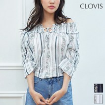 클라비스 넥 스모킹 에스닉 블라우스 CVBW92512Q