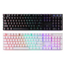 앱코 해커 레인보우 LED 게이밍 오테뮤 체리식 기계식 키보드 블랙/화이트 K640, 청축, 화이트