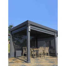 시스템파고라 차광막 스카이어닝 원두막정자 파빌리온, 화이트(수동) 3x3M+ 조명(커튼 제외)