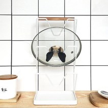우드손잡이 냄비뚜껑 거치대 3단 화이트 도마정리