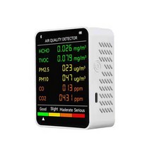 이산화탄소 측정기 공기질 검출기 6 In 1 PM2.5 PM10 HCHO TVOC CO 측정기 이산화탄소 포름알데히드 모니, 01 Type 1 White