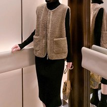 여자 겨울 할머니 김장 발열 뽀글이 양털 조끼