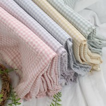 퀼트가게대폭 30수 바이오워싱 갬성가득 체크 5컬러 천 원단, 옐로우