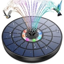 야외분수대 연못분수대 aisitin 태양열 분수 5.5w 컬러 led 조명 및 2000mah 배터리 7 노즐 태양열 조류 목욕 분수 야외 정원, 03 5.5W With Light