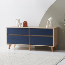 [케이컴퍼니] 이음2단1200거실장(4서랍형) 플라스틱다리 / K1200-2S-IN-4C, 메이플네이비