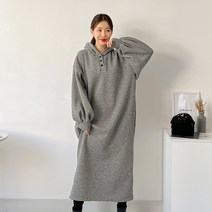 퍼니걸스 9720 기모 후드 벌룬 퍼프 포켓 롱 원피스 여성의류