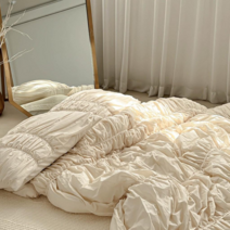 셔링이불 고밀도 60수 포플린 순면 플리츠 여름차렵이불 3color