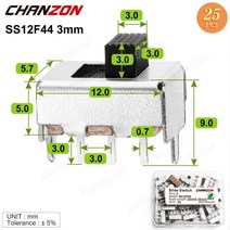 조명 램프 스위치 버튼마이크로 슬라이드 스위치 Spdt 3 핀 5 미니 ss12f15 1p2t 3mm Arduino 용 소형 토글, [02] 25pcs SS12F44 3mm