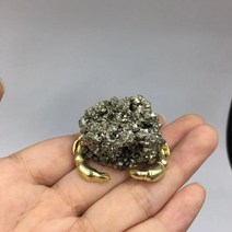 천연 황철석 헵타면체 천연장식품 원석 희귀 장식품 Haoji 크리스탈 다양한 황철광 거미 게 전갈 크리 에이 티브 친구에게 생일 선물 보내기, 게 약 3.7x2.8cm