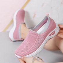 운동 비직 중노년 엄마 신발 캐주얼 신발 통기 플랫 굽 여자 신발 부드러운 바닥 편안한