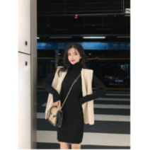 워니쉬 니트 원피스 스타일리쉬 두꺼운 슬림 슬림핏 이너 목폴라 긴 소매 여성