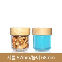유리병 잼병 꿀병잼100ml(A-W) 53파이 (수공예나무캡), 수공예나무캡, 1개