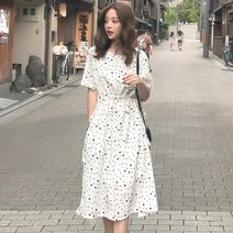 하이퍼 원피스 블라우스원피스 하이웨이스트 여성도트