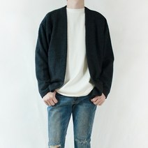 남자 댄디 코디 봄 가을 하프 오버핏 숏 울 가디건 (검정색 그레이색 네이비색)
