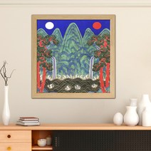 나봄갤러리 일월오봉도 궁중회화 다섯개의 봉우리 해와달 동양화 한국화, 3.내츄럴 액자