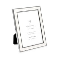 Isaac Jacobs 10.2x15.2cm(4x6인치) 화이트 텍스처 가죽(수직 및 수평) 및 실버 메탈 사진 프레임 블랙 패브릭 이젤 포함 벽걸이 가능 탁상 벽걸이 가, 4x6, White W/ Silver