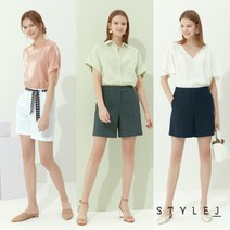 스타일제이[STYLE.J] 린넨 블렌디드 5부 쇼트 팬츠 3종 + 스카프 벨트 1종 (큐롯팬츠 숏팬츠 반바지)