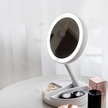 일상한조각 탁상거울 led화장거울 화장대거울 LED거울, 건전지 추가