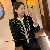 반이무드 쉬폰 러플 프릴배색 블라우스