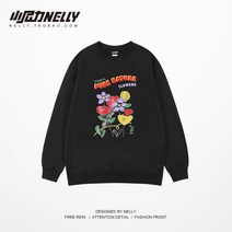 교복맨투맨 봄자켓 경기 잘 생긴 커플 재킷 라운드 넥 스웨터 남성 남자 봄 가을 트렌디한 레트로 옛날 크리에이티브 프린트 탑 홍콩 스타일 느낌