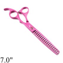 애견 숱 커브 요술 가위 강아지 개 손질 전문 65 7 일본 440C 숱이 청커 생선 뼈 이빨 24, Pink-7 inch