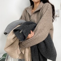 크로스컴퍼니 wool 투웨이지퍼 집업 봉봉 니트 가디건 (7901368)