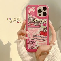 핑크 체리 투명 카메라 보호 아이폰 케이스