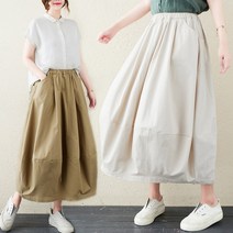 도니와 여성 밑단볼륨 항아리스커트 면스커트 가을스커트 밴딩치마