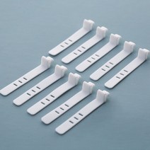 HONGJU 실리콘 케이블 타이 전선 정리 영구 사용 버튼형 화이트, 10개