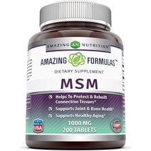 엠스엠Amazing Formulas MSM (Methylsulfonylmethane) Dietary Supplement – 1000 mg - 200 Ta