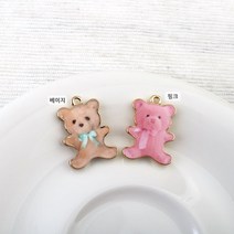 비즈아이 [7285-09]실사팬던트(리본테디베어) 15*21mm (골드) [1개]