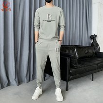 셀럽당 남자 세트 긴팔 티+바지 트렌드 멋스러운 트레이닝 와이드 투피스