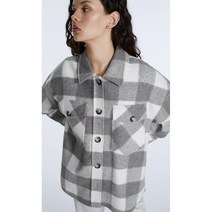 Sradivarius CHECKERED OVERSHIRT KNITTED 스트라디바리우스 체크 오버셔츠 니트 행거 그레이