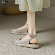DFMEI 토오픈 플랫 샌들 여여름 년 패션 캐주얼 통굽 심플 숙녀 로마화